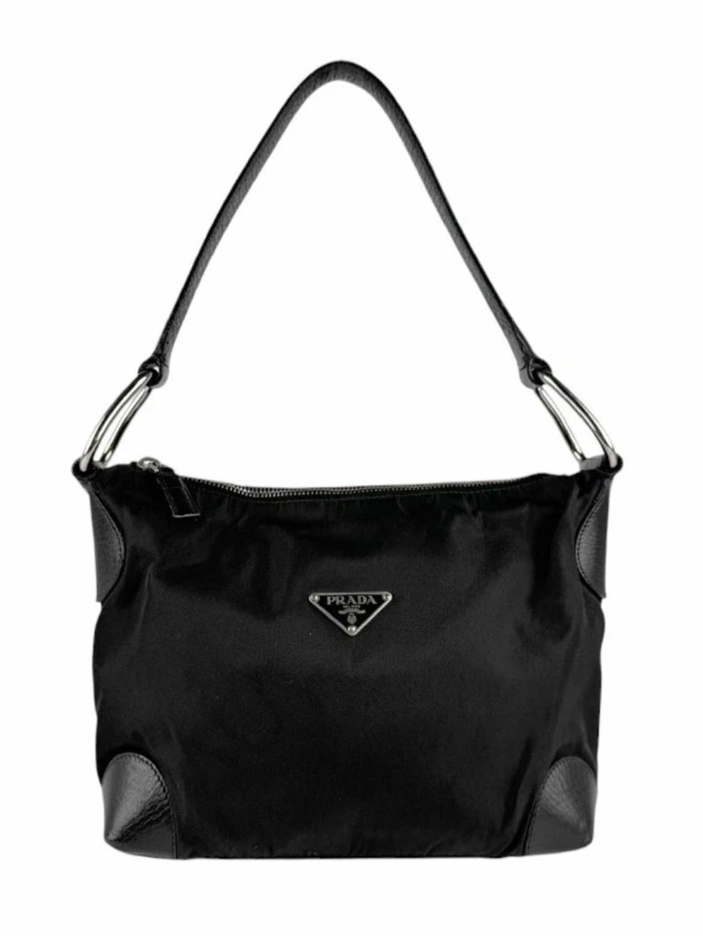 Prada Black Vintage Nylon Shoulder with Silver Hardware